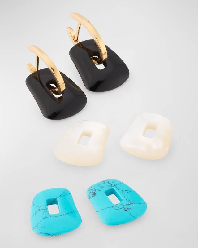 18K Yellow Gold Small Interchangeable Puzzle Earrings